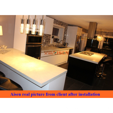 Real picture from Canada Client after installation high end quality wooden kitchen cabinet